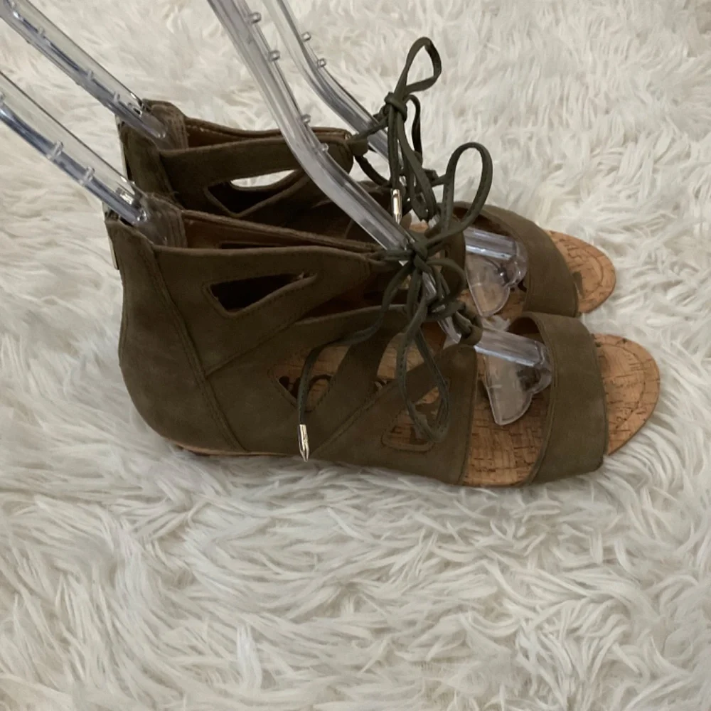 Sam Edelman Dean‎ Suede Lace Up Sandals - Green - Size 6